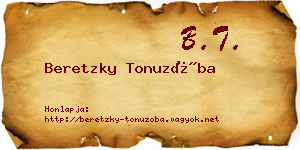 Beretzky Tonuzóba névjegykártya